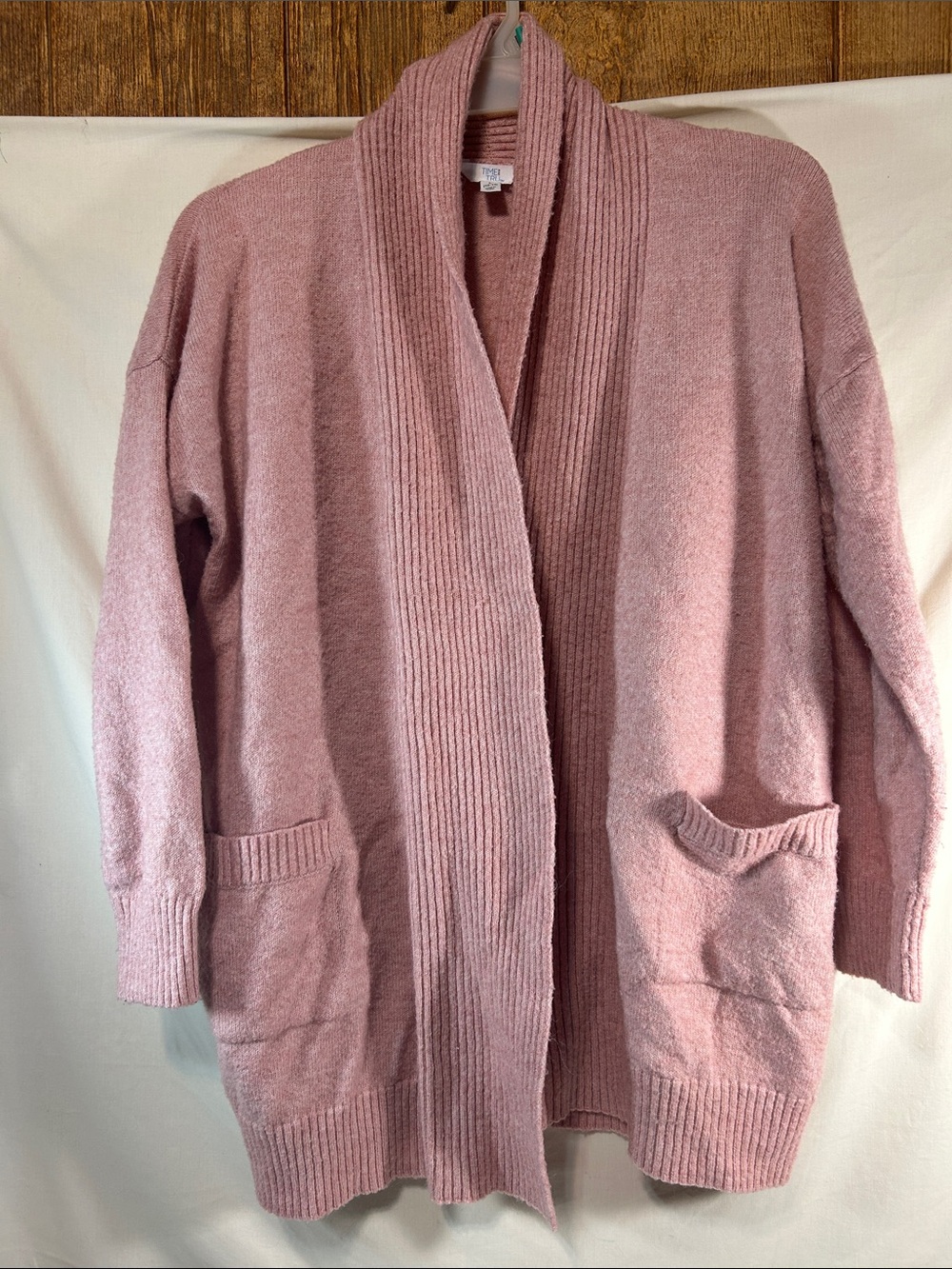 Time & Tru Cozy Open-Front Pink Women’s Cardigan Sweater
